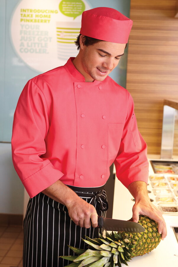 Mens pink top chef coat